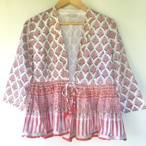 Anokhi block print lightweight jacket blouse